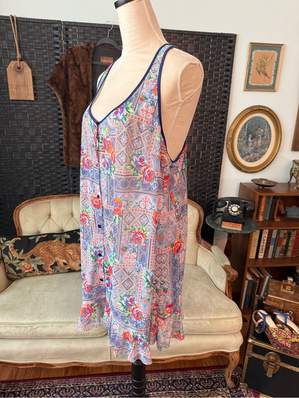 🌺 Profile Blush by Gottex Floral Sheer Swim Cover Up Tank Dress Women’s M/L - Picture 6 of 10